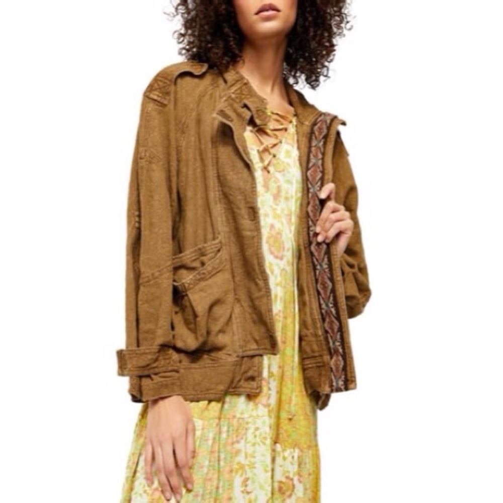 Free People Olive Jayde Safari Bomber Jacket